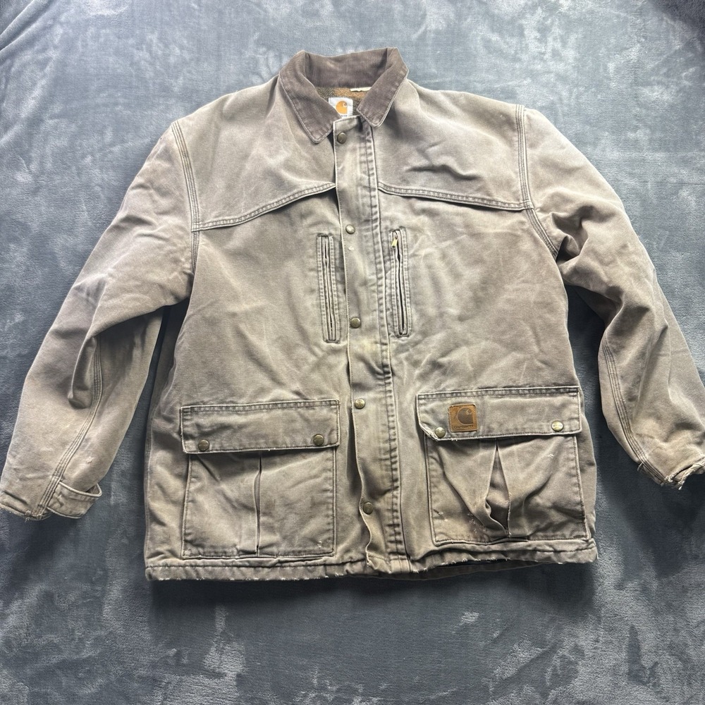 VTG CARHARTT C52 CHT Blanket Lined Chore Ranch Coat Men's XL Well Worn In